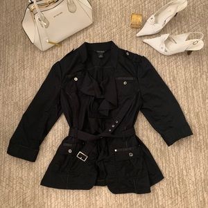 White House Black Market Black Ruffled Jacket